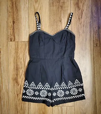 Rare Anthropologie Mermaid Black Embroidered Coverup/Romper Size Medium • $16