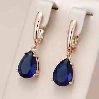14K Rose Gold Plated 4.00Ct Pear Cut Lab Created Sapphire Drop/Dangle Earrings • $97.99