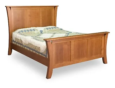 Amish Modern Transitional Panel Bed Curved Posts Solid Wood King Queen • $1699