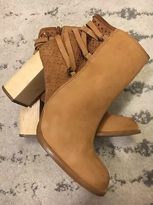 Miss Albright Tan Suede Leather Women's Boots Size 6B Made In Brazil EUC! C5 • $53.99