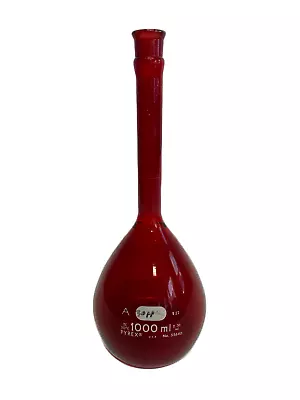 Pyrex Class A Low Actinic Red Glass TC 1000mL 1L Volumetric Flask No Stpr 55640 • $44.99