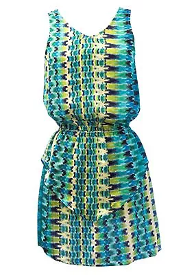 VON VONNI Women's Miami Green Sleeveless Ruffle Short Dress Sz S $179 NEW • $19.67