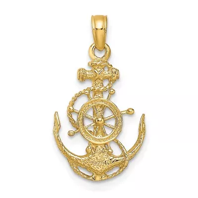 Real 14kt Yellow Gold Small Anchor W/Wheel Pendant • $128.76