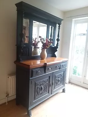 Dresser Chiffonier Sideboard Cabinet Mirrored Antique Walnut Art Nouveau Grey  • £425