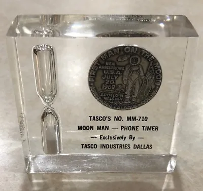 Apollo 11 / Tasco Moon Man Coin & 2 Minute Phone Timer In Lucite Desk Display • $89.99