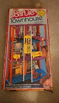 Vintage 1975 Mattel #7825 3-Story Barbie Townhouse W/Box NO FURNITURE  • $100