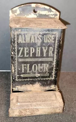 RARE Vintage Zepher Flour Tin Litho Advertising Match Holder • $24.95
