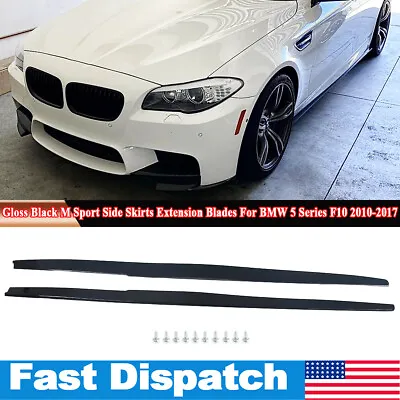 2X M Sport Side Skirt Extensions For BMW F10 F18 535I 528I M5 Style Gloss Black • $123.99