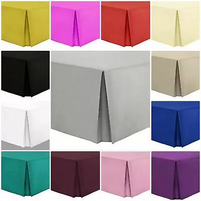 Plain Dyed Poly Cotton Base Pleated  Valance Sheet Single Double King Super King • £8.49