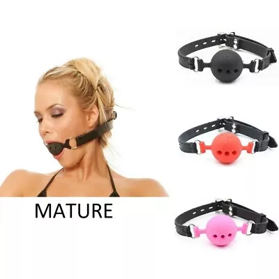 Ball Gag Open Mouth Silicone Oral Restraint Bondage Harness Belt Black/Red/Pink • $12.95