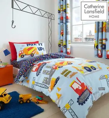 £13.46 • Buy Construction Catherine Lansfield Duvet Set Reversible Bedding Spread Wallpaper