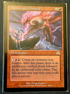 MTG Aggravated Assault Altered Art Foil Peel Alter Onslaught • $12.95