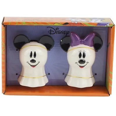 Disney Mickey And Minnie Mouse Ghost Ceramic Salt & Pepper Shakers Halloween • $0.99