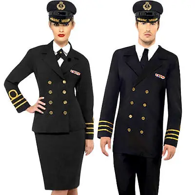 Navy Officer Adults Fancy Dress Military Army Marine Soldier 40s Wartime Costume • £30.99