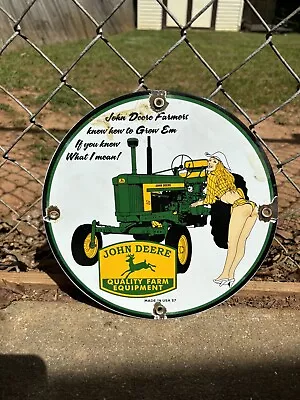 Vintage Porcelain John Deere Tractor Quality Farm Equipment Gas And Oil Sign • $15.50