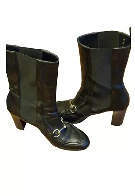 £220 • Buy Gucci  Horsebit Leather Block Heel Boots Size Eur 39.5c/uk6.5,