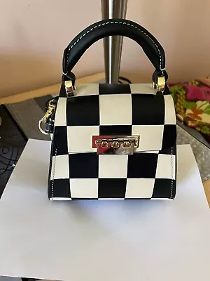 $59.99 • Buy Zac Posen Small Ivory Black Plaid Top Handle Detachtable Strap Handbag 