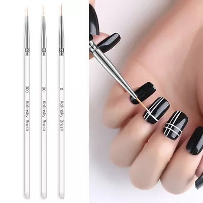 3pcs Nail Art Drawing Striping Liner Pen Brush DIY Painting Lines Set Manic-ca • $1.26