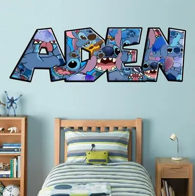 £32.60 • Buy Lilo & Stitch PERSONALIZED NAME Decal WALL STICKER Custom Art Mural Disney WP206