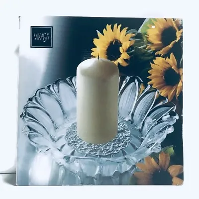 Mikasa Sunflower Frost Pillar Candle Holder Glass 11” Germany Discontinued Decor • $26