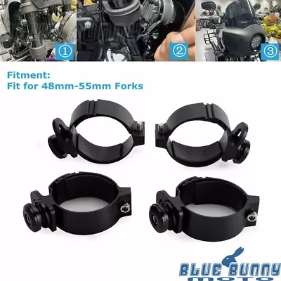 Headlight Fairing Mount Clip 48mm-55mm Forks Accessories Fit For Harley Davidson • $36.37