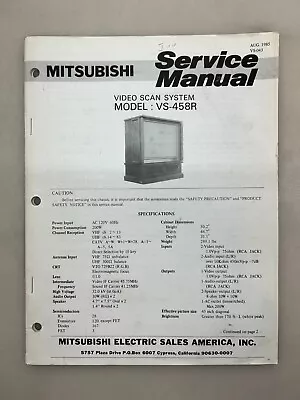 Mitsubishi VS-458R Original Service Manual Free Shipping • $10