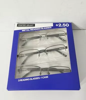Foster Grant Design Optics Metal Reading Glasses With Case +2.50 • $13.99