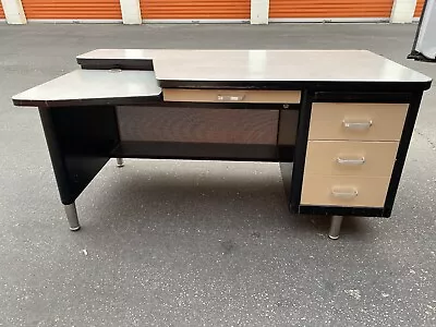 Vintage Heavy Duty Mid Century Modern All Steel/Metal Tanker Desk • $699