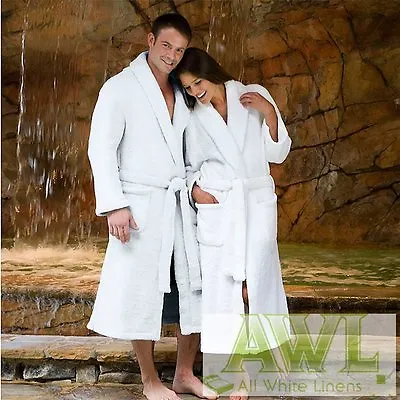 White Bathrobes Dressing Gowns Waffle Weave Velour Terry Microfibre You Choose • £23