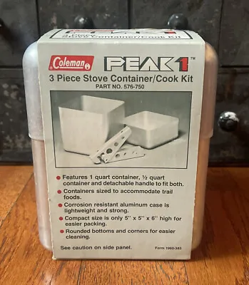 $99.99 • Buy New NOS Vintage Coleman Peak 1 3 Piece Stove Container/Cook Kit Aluminum 576-750