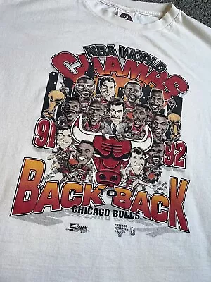 Chicago Bulls T Shirt 91 92 Champs Back To Back NBA Large Vtg Single Stitch • $60