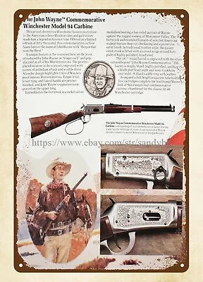 Garage Man Cave 1982 Fiream Winchester Rifle John Wayne Gun Metal Tin Sign • $18.96