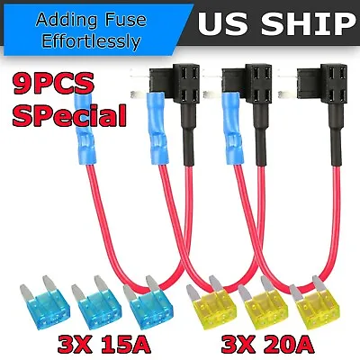 3Pack 12V 15 Amp Car Add-a-circuit Fuse TAP Adapter Kit Mini ATM APM Blade Fuse • $5.95