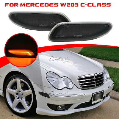 For Mercedes W203 C Class 01-07 LED Lights Front Bumper Side Marker Light Smoked • $27.46