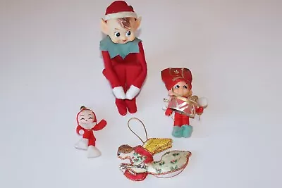 Vintage Japan Plastic & Felt Little Drummer Boy Elf On Shelf Ornaments • $25