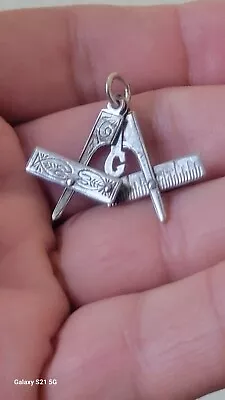 Masonic Symbol Fob Charm Pendant Sterling Silver Articulated C1920 With Deco Box • $150