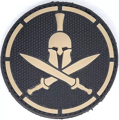 Spartan Helmet And Swords Mil-Spec Monkey 3D PVC Patch Black And Off White SWAT • $6.99