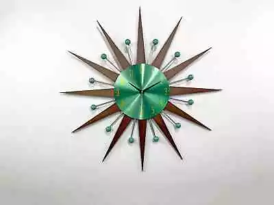 Emerald Wall Clock Unique Vintage Wall Clock 31 Inch Mint Silver George Nelson • $199