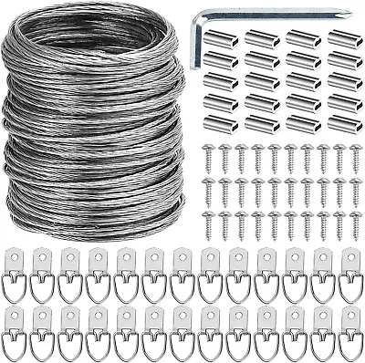 100 Pcs Picture Hanging Wire Kit 100 Feet Heavy Duty For Photo Mirror Frame NEW • $14.24