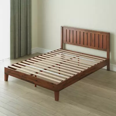 WOOD PLATFORM BED FRAMES With Headboard Twin/Full/King/Queen • $214.02