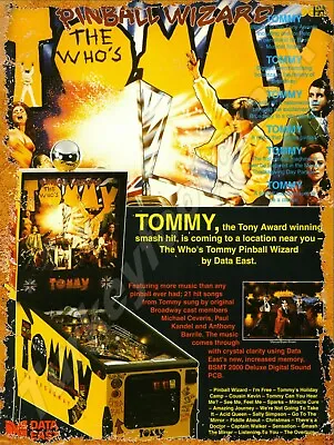 Data East Tommy Pinball 9  X 12  Metal Sign • $14.99