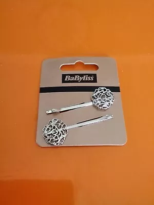 Vintage Bobby Pin Gift Hair Slide By BaByliss Silver Flower Detail BN • £2.90