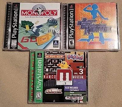 Sony PlayStation 1 PS1 Game LOT: DDR Konamix Monopoly Namco Museum Vol. 3 CIB • $16.99