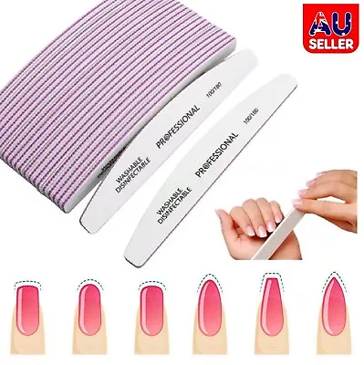 Acrylic Nail Files 100/180 Standard Shape Grit Professional Manicure Pedicure • $18.99