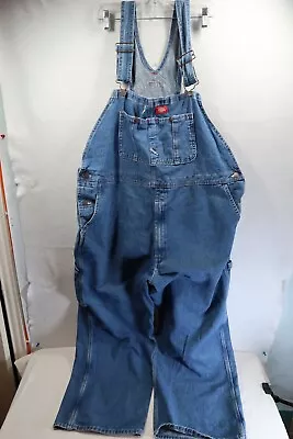 Dickies Men's Coverall Bib Overall Workwear Denim Blue Carpenter Size 44x30 • $23.95