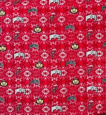 Ohio State University Buckeyes Red Flannel Fabric BTYx3 43  W OOP Licensed • $10.98