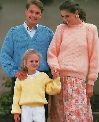 Easy Knit Sweater Knitting Pattern Fisherman's Rib Ladies Girls 26-44  DK 1285 • £2.09