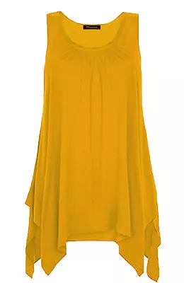 £6.99 • Buy Women Hanky Hem Top Ladies Printed Sleeveless Scoop Neck Flared Swing Vest Top