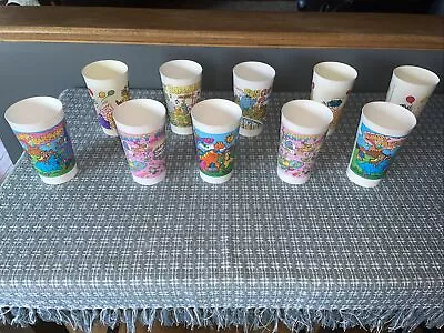 VTG Lot Of 10 1980s McDonalds Plastic Happy Birthday Cups Dinosaur Space Train • $19.99