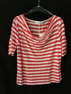 $16.22 • Buy John Lewis Pure Linen Red White Cowlnk Jersey Top Tunic Stripe Uk 12